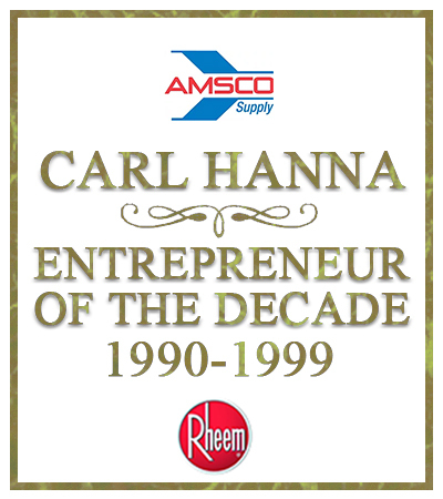 graphic image showing Carl Hanna winning Entrepreneur of the Decade in Kansas in 1999