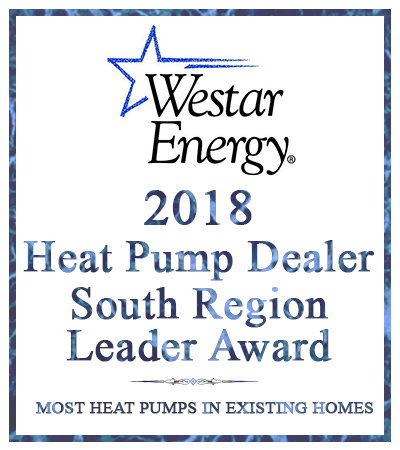 award for 2018 Heat Pump Dealer from Westar Energy