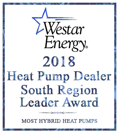 award for 2018 Heat Pump Dealer from Westar Energy