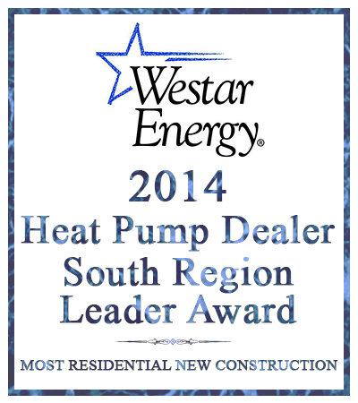 award for 2014 Heat Pump Dealer from Westar Energy