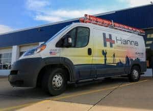 Hanna Heating and Air van in front of West Wichita location.