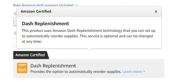 Image of the Dash Replenishment service from Amazon to get filters delivered to you regularly