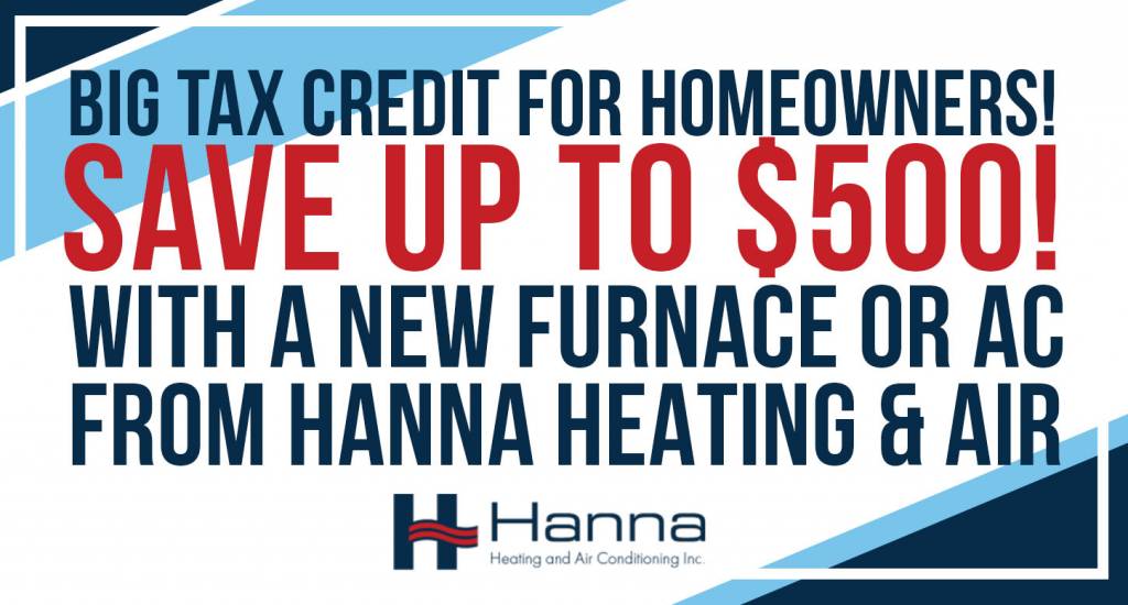Promotional ad for potential $500 tax credit for new energy efficient HVAC installation