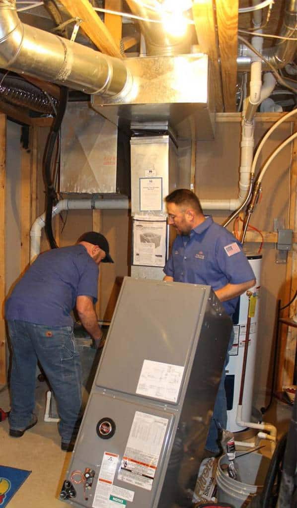 Hanna Heating technicians time to replace a furnace in a Wichita home