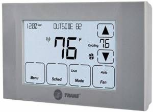 Thermostat with fan set to AUTO for energy efficiency