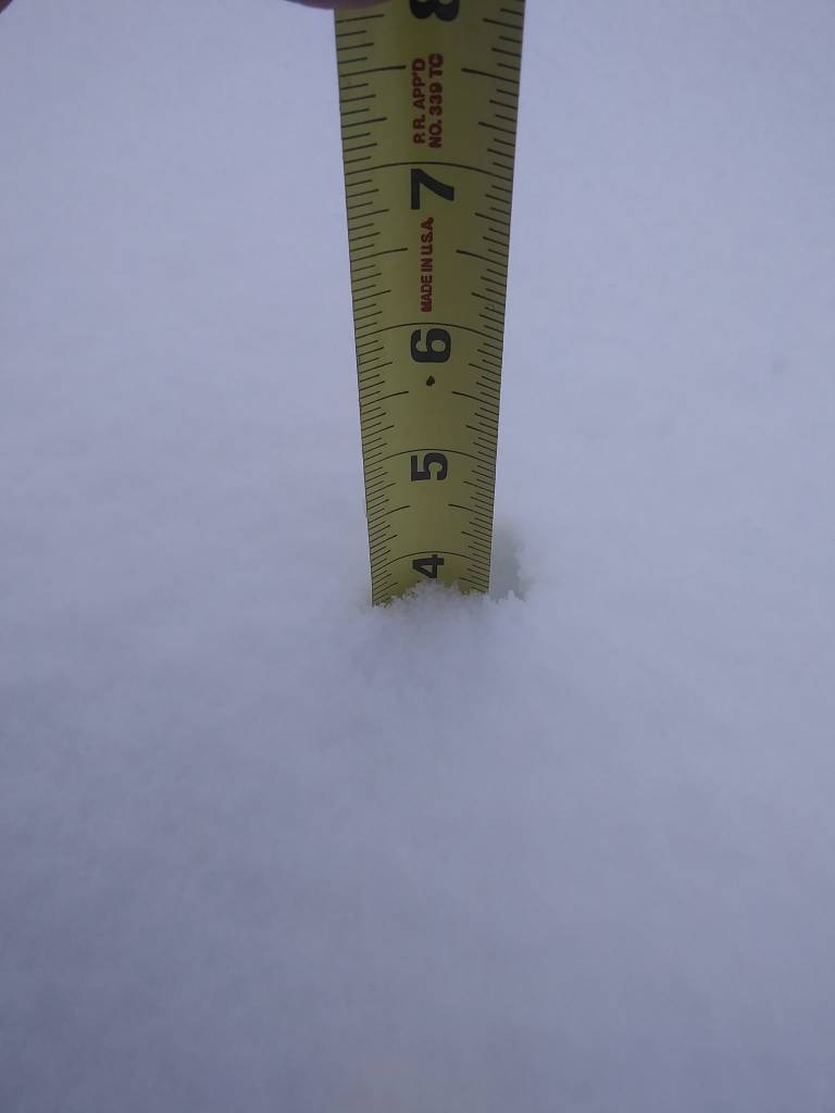 Most snowfall record indicated by ruler in snow