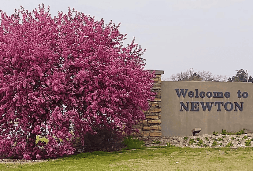 Welcome sign when entering Newton