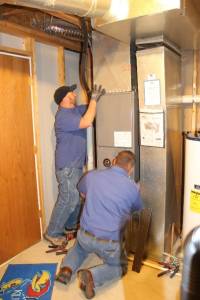 Hanna HVAC installers in Wichita high efficiency furnace main burner 